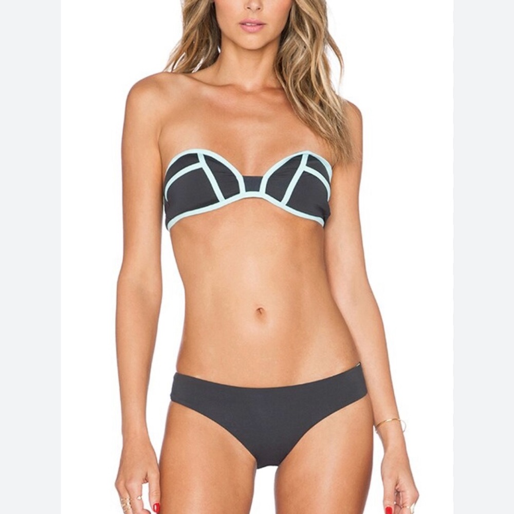 Bombshell Reversible Bikini by L Space, Black & Green, Removeable Strap, Sz Med - Picture 15 of 16